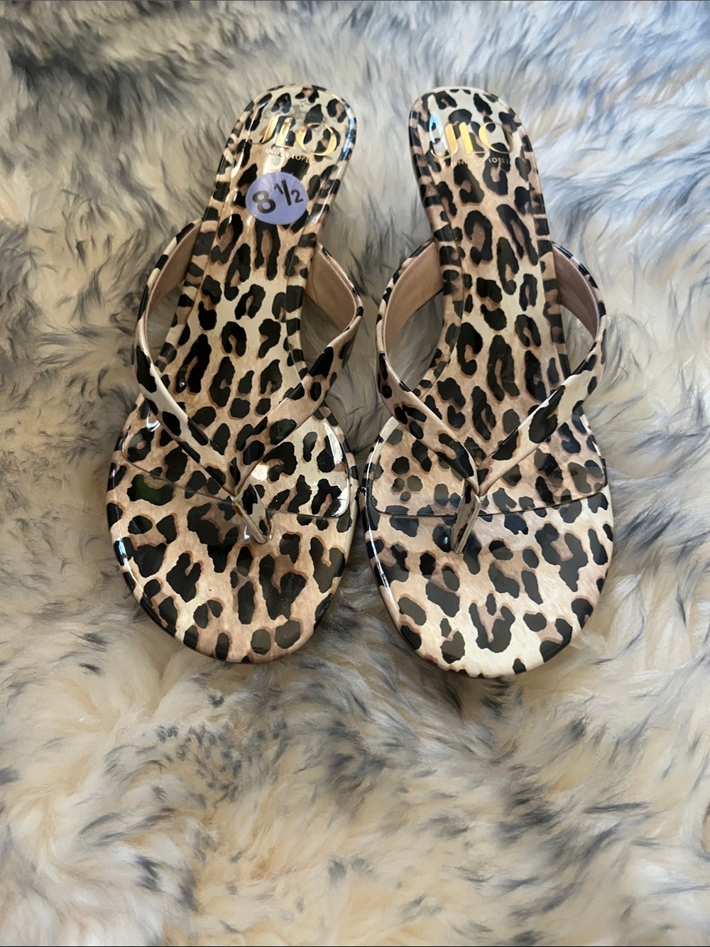 Leopard Print Women’s Flip Flop Sandals - Neutral Beige/Black